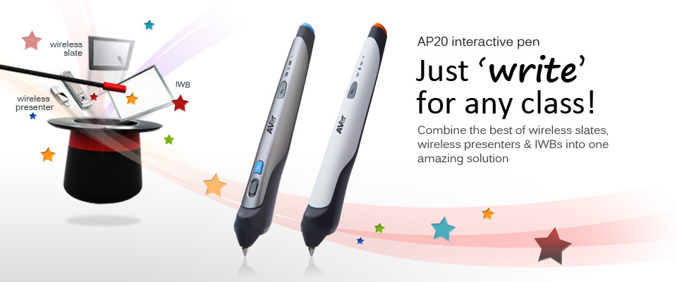 The AP20 interactive pen brings to the 21st century classroom a unique and revolutionary device, enabling true learning collaboration by combining the best of interactive whiteboards, wireless slates and wireless presenters...more